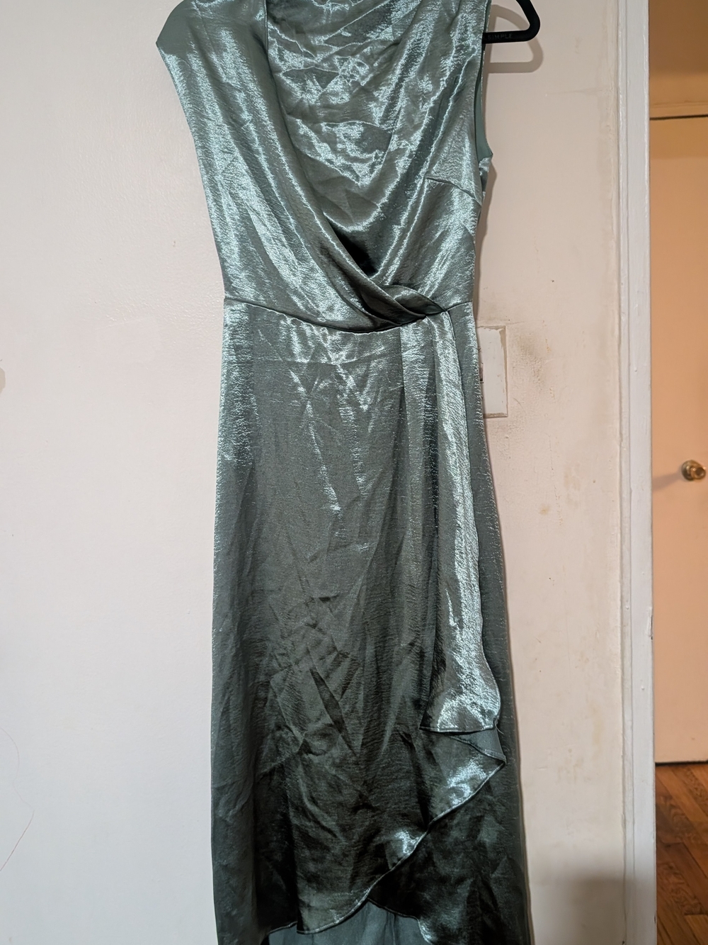 ASOS Metallic Sage Green Cowl Neck High-Low Dress